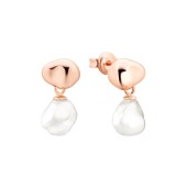 Cercei argint placati cu aur roz cu perle naturale albe keshi DiAmanti SK25229GE_W-G